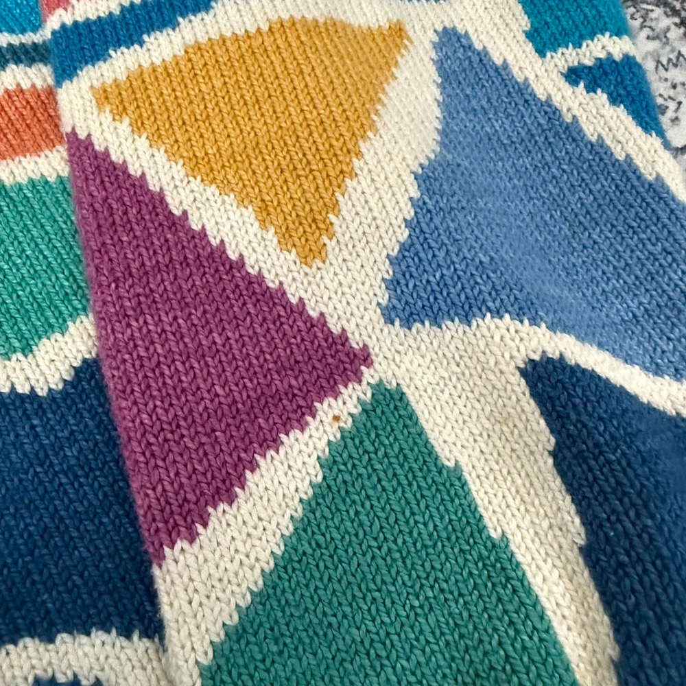 Vintage 80s Christine Foley Multicolored Knit Cotton Sweater - Picture 7 of 8